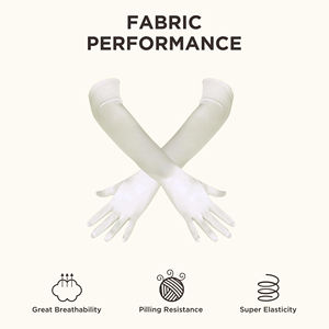 Guantes de novia a la moda para mujer, ligeros, elásticos, de poliéster de alta calidad, con protección solar, tamaño personalizado, hasta la muñeca. - Product Image 4