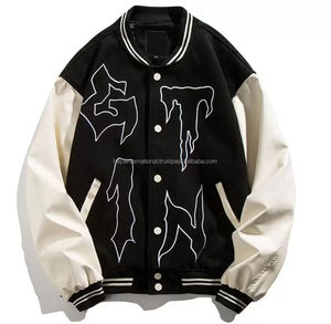 แจ็คเก็ตไซส์พิเศษสำหรับทุกเพศเสื้อแจ็กเก็ตสีดำ HIVJ203ปักลายปกตั้งสำหรับฤดูหนาว - Product Image 1