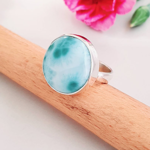 แหวนบลูลาริมาร์ เงินแท้ 925 แหวนพลอยทำมือ ผู้จำหน่ายขายส่ง - Product Image 3