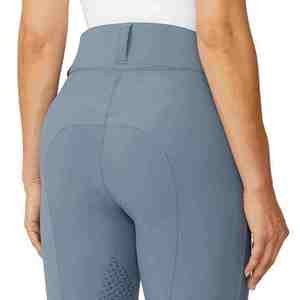 Pantalones de equitación de cintura alta para mujer, de punto, con elastano y nailon, largos, con cierre de botón, color sólido, con franja lateral, elásticos en cuatro direcciones - Product Image 4