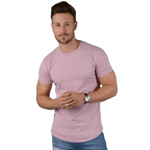 OEM Wholesale Men's Blank T-Shirt High <b>Elasticity</b> Cotton Crew Neck Gym T-Shirt Solid Color Mauve Streetwear Tee Custom Private - Product Image 1