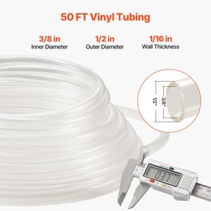 Tubo in PVC Trasparente 3/8" ID X 1/2" OD, 50FT, Spessore Parete 1/16, Flessibile e Tagliabile - Product Image 2