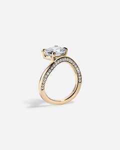 Anillo de Lujo con Diseño Ondulado Único, Oro Sólido de 14K, Diamante de Laboratorio de 1 Quilate, Color E, Claridad VVS VS, Certificado IGI - Product Image 3