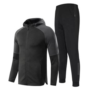 <b>Men</b> Hooded Tracksuit Set Quick Dry Breathable <b>Polyester</b> Cotton <b>Jogger</b> Sportswear Gym Training Outfit 2026 - Product Image 1
