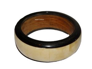 Wood Resin Bone Inlay Bangle Handmade Artistic Fashion <b>Bracelet</b> with Decorative Inlay for <b>Boho</b>, Ethnic, and Contemporary Styling - Product Image 2