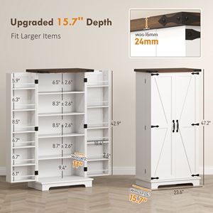 Armadio Dispensa da Cucina Bianco da 47 Pollici con Illuminazione a LED, Ripiani con Sensore e Ripiani Regolabili - Product Image 3