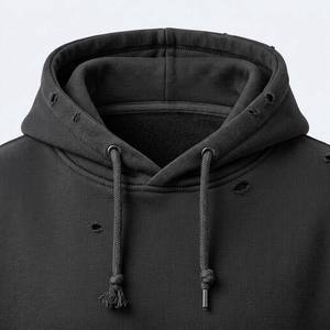 Sweat à capuche personnalisé pour homme en molleton vintage délavé avec poches, respirant, coupe brute, en coton vieilli 2026 - Product Image 5
