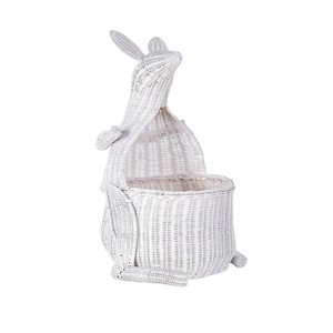 Handmade Bunny Shaped Rattan Storage <b>Basket</b> <b>with</b> <b>Lid</b> for Kids Room and Nursery Decor - Product Image 1