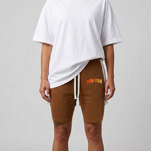 Wholesale Women's Summer Casual Sports Workout Shorts Breathable 100% Cotton Custom Silk Screen Printed Logo High Button Gym - Product Image 1