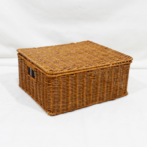 <b>Large</b> Rectangle Poly Rattan Eco-Friendly Multifunction <b>Storage</b> <b>Basket</b> with Lid for Baby Clothing Organization - Product Image 2