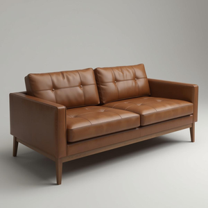 Sofá de Cuero Vacuno Contemporáneo de Lujo con Brazos Limpios y Elegantes y Estructura de Madera Reforzada para Muebles de Sala de Estar - Product Image 1