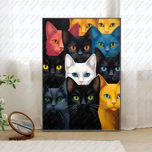 Cute Cat Canvas Prints Wall Art Canvas Animal Art Paints Adesivos de parede Sala Decoração Murais Presentes