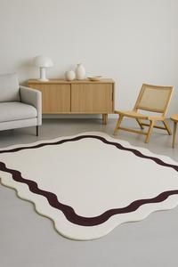 Custom Modern Handmade white Abstract Wool Rug Luxury Custom Irregular Shaped Hand Tufted <b>Carpet</b> for Living Room Decor Art - Product Image 1