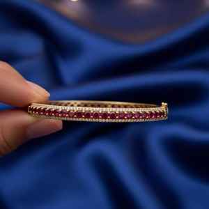 Red <b>Ruby</b> Everyday Bangle 925 Sterling Silver 14K Rose Gold Plated Handmade Luxury Jewelry Gift For Her - Product Image 3