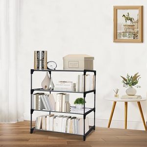 Modern 4-<b>Tier</b> Steel Shelving <b>Unit</b> 55x49x30cm Space Saving Freestanding Bookcase - Product Image 5