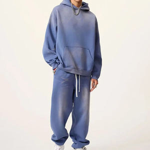 Custom Vintage Washed Men's Tracksuit Set Oversized Heavyweight Cotton <b>Hoodie</b> and Sweatpants Streetwear Acid Wash Jogger Suit - Product Image 4