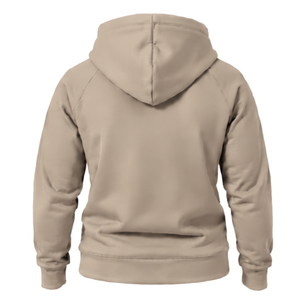 Sweat à capuche unisexe beige taupe à manches longues avec poche kangourou et cordon de serrage, devant uni blanc, style streetwear décontracté, personnalisable OEM - Product Image 2