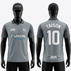 Camiseta de Fútbol para Hombre, Tela de Poliéster Premium, Diseño de Paneles Diagonales en Gris Oscuro y Negro, Ajuste Atlético Transpirable, Sublimación Personalizada - Product Image 5