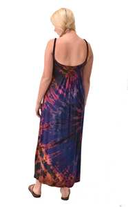 Vestido Maxi Bohemio Tie Dye Pintado a Mano, Rayón y Spandex, Ropa para Festivales - Product Image 2