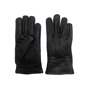 Gants en cuir noir pour femmes, en peau de mouton véritable, poignet élastique, doigts entièrement flexibles, nouvelle mode, gants d'hiver pour femmes, vente en gros - Product Image 1