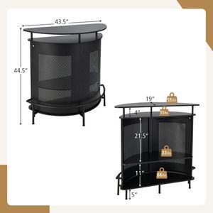 Tavolo Bar a 4 Ripiani con 3 Portabicchieri e Scaffali Portaoggetti - Product Image 4