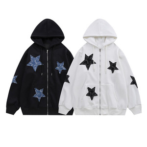 Manufacturer Custom Oversize 500 Gsm Applique Patch <b>Zip</b> <b>Ups</b> Men's Distressed Heavywieght Tracksuit - Product Image 6