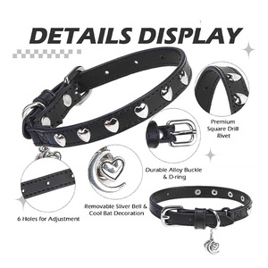 Custom New Leather Cat Collar With <b>Studded</b> Necklace Rhinestone Bling Crystal Flower Decoration Leather Cat Pin Buckle Collar - Product Image 3