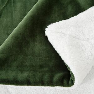 Sherpa Double Sided Super Soft <b>Luxurious</b> Plush <b>Throw</b> <b>Blanket</b> 50x60 Inches Olive Green - Product Image 1