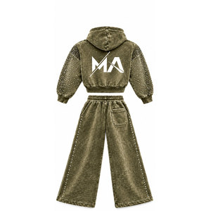 Ensemble de survêtement Mudassar à capuche avec fermeture éclair, longueur intégrale, strass, 450 GSM, 100% coton, vêtements décontractés pour adultes, style hiver - Product Image 5