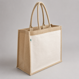 Wholesale <b>Large</b> Jute <b>Canvas</b> Tote <b>Bag</b> 36x46x19 cm Outside Pocket Custom Logo Reusable Promotional Shopping <b>Bag</b> OEM Manufacturer - Product Image 5