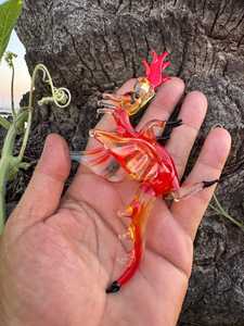 Handmade Glass Dragon Figurine <b>Red</b> Orange Wings Contemporary Art Decor Tabletop <b>Vase</b> Irregular Shape Glass Crystal Sculpture - Product Image 4
