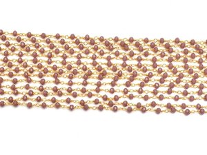 Chaîne de chapelet en hydro-cristal de lavande, perles facettées de 3 mm, chaîne plaquée or enroulée sur fil pour la fabrication de bijoux - Product Image 1