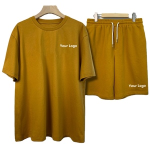 Nueva camiseta y pantalones cortos para hombre, conjunto deportivo informal bordado con logotipo personalizado de dos piezas 2025 - Product Image 1