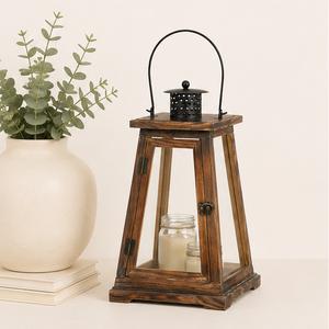 Handcrafted Rustic Wooden <b>Candle</b> <b>Lantern</b> with Metal Top Vintage Farmhouse Decorative <b>Lantern</b> for Indoor Outdoor Home Garden Use - Product Image 4