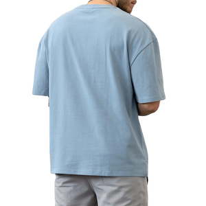 Camiseta de punto otomana oversize con hombros caídos, cuello redondo, tela texturizada, ajuste relajado, logotipo personalizado, manga corta para uso casual - Product Image 6