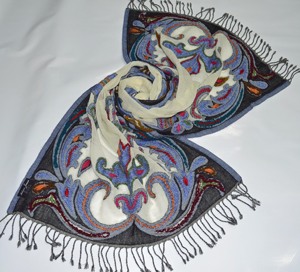 Elegant Women's Winter Scarf Shawl <b>Wool</b> Paisley Jacquard Embroidery Printed Design Full Warm Wear Organic Traditional Shawls - Product Image 5