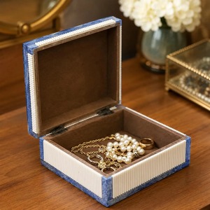 Square Shaped Bone Inlay Jewelry Box <b>Hinged</b> Lid Handcrafted Eco-Friendly Love Decorative Organizer for Rings <b>Earrings</b> Keepsakes - Product Image 1