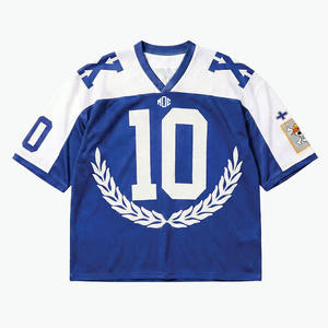 Maillot de football américain surdimensionné en maille respirante pour homme, à manches courtes, imprimé graphique, en polyester, personnalisable pour équipes, services OEM - Product Image 4