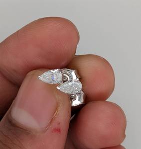 Pendientes de oro blanco macizo de 14 quilates para mujer, pendientes con corte de pera de 0,60 quilates, joyería fina para mujer, regalo de aniversario - Product Image 4