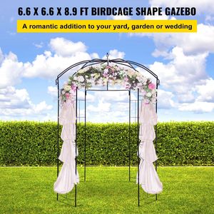 Arche de jardin en fer forgé robuste en forme de cage à oiseaux, 9 po de haut x 6,6 po de large, pour arche de mariage, treillis et plantes grimpantes - Product Image 5