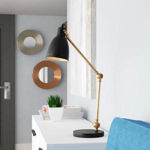 Lámpara de Mesa Industrial de Latón con Cuello Ajustable, Luz Moderna para Lectura y Mesita de Noche - Product Image 1