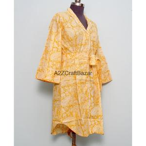 Vintage Floral Block Printed 100% Cotton Midi Dress Eco-Friendly Hip Hop Party Bell Sleeve Turn-down Collar Button - Product Image 5