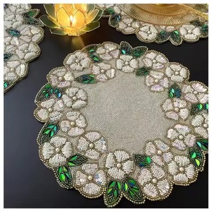 Premium Handmade Seed Beads <b>Dining</b> <b>Table</b> Decorative Mats Colorful Seed Beaded Embroidery Luxury <b>Dining</b> <b>Table</b> <b>Placemats</b> - Product Image 6