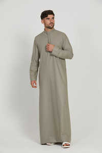 Túnica Thobe/Thawb de Algodón Hecha a Mano, Transpirable, Traje Tradicional Musulmán para Bodas con Estampado a Mano - Product Image 2