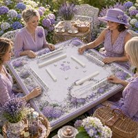 Tapis de Mahjong de Jardin Moderne de Luxe Personnalisé en Lavande et Hortensia, 33x33 Pouces, en Néoprène Premium Antidérapant, Pliable et Écologique, Vente en Gros