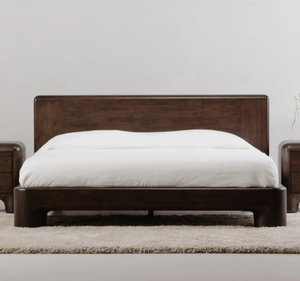 Base de Cama King Size de Madera de Teca Sólida Amangiri, Acabado Oscuro, Patas Gruesas Redondeadas, Estilo Minimalista Contemporáneo y Confortable - Product Image 2