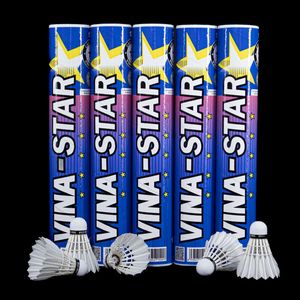 VINA-STAR - Paquete de 12 Volantes Profesionales de Plumas de Ganso para Entrenamiento de Bádminton, Alta Durabilidad, 2 Capas, Nivel Torneo, PU - Product Image 1
