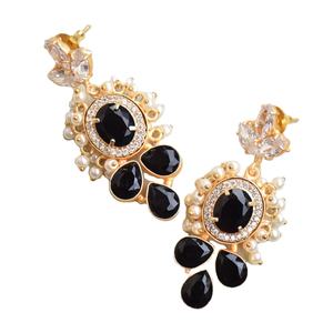 Pendientes de Latón al por Mayor con Diseño de Piedra Natural de Circonio en Bruto, Acabado Chapado en Oro de 18K, Patrón de Diseñador Único, Listos para Usar - Product Image 3