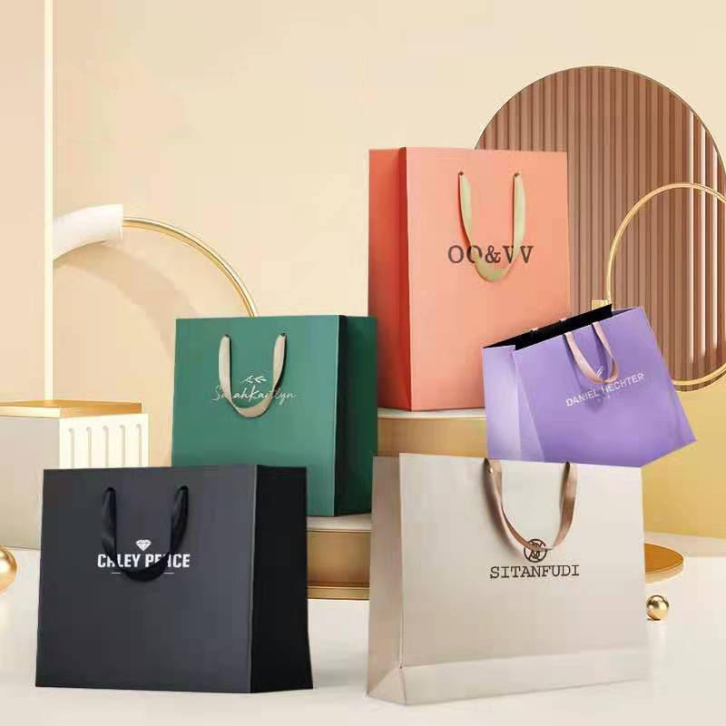Custom Printed Biodegradable Luxury Paper Bags with Logo for Retail Shopping Wholesale Packaging for Clothing Boutique