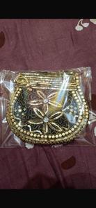 Sac à main pochette en velours noir brodé de sequins floraux pour femme, doublure 100 % coton pur, avec cordon de serrage, vente en gros - Product Image 4